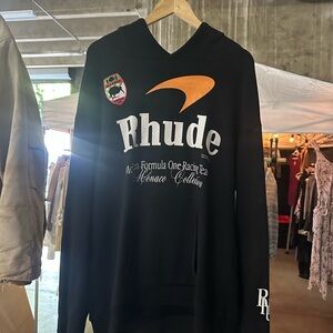 Rhude Black Hoodie with McLaren Graphic